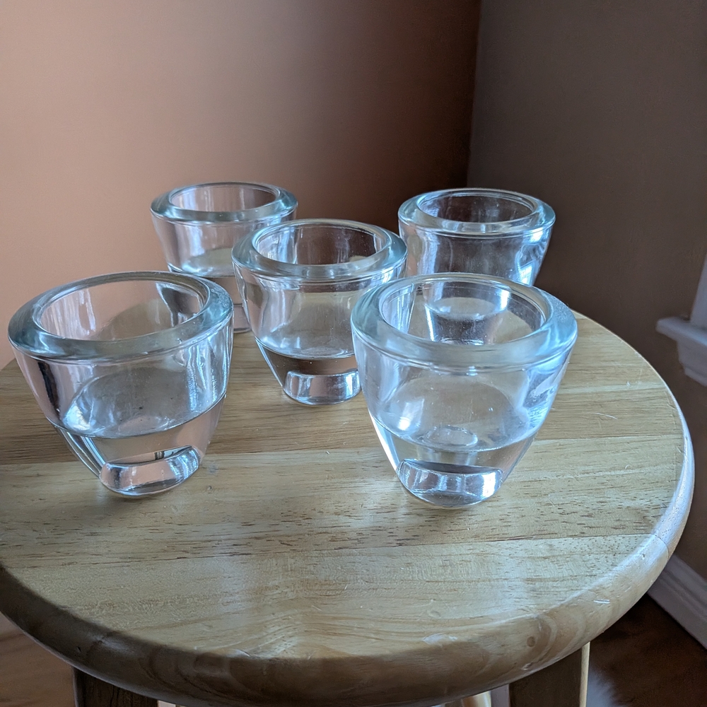 Handmade Glass Crystal Candle Holders Mid Century Style Reversible Taper Votive